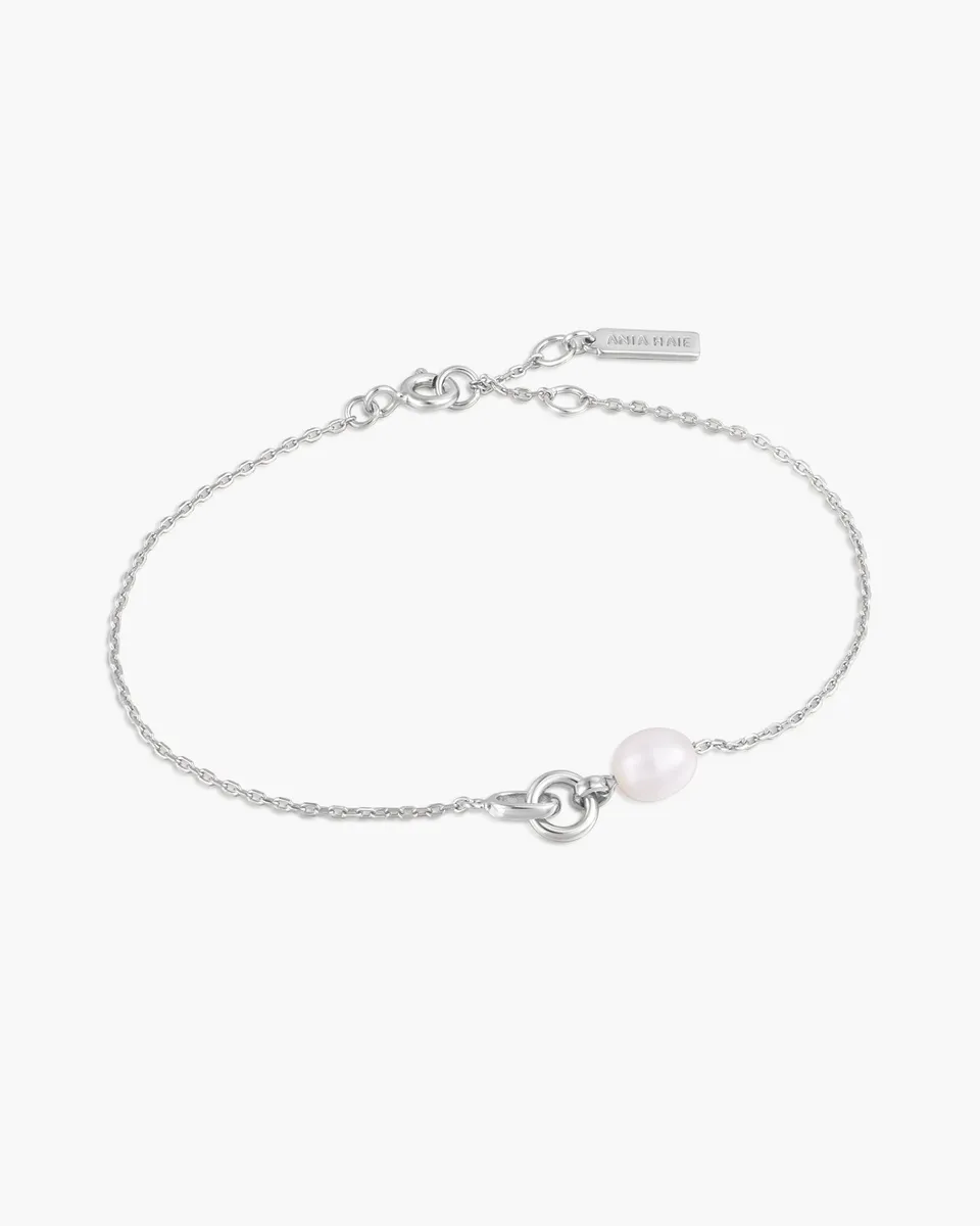 Ania Haie Pearl Power Link rannekoru hopea helmi