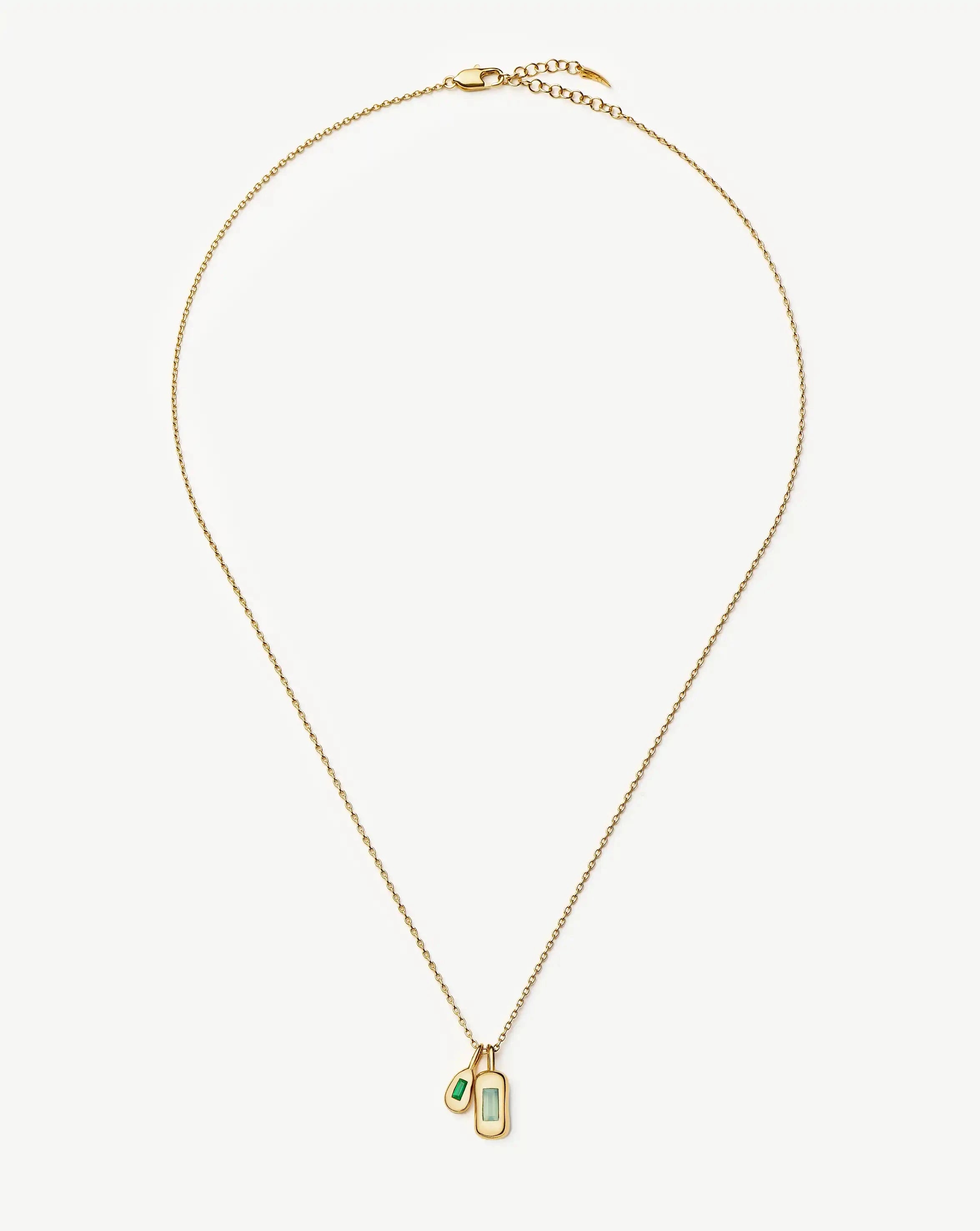 MISSOMA Molten Gemstone Bean Pendant kaulakoru kullattu sinivihreä onyksi