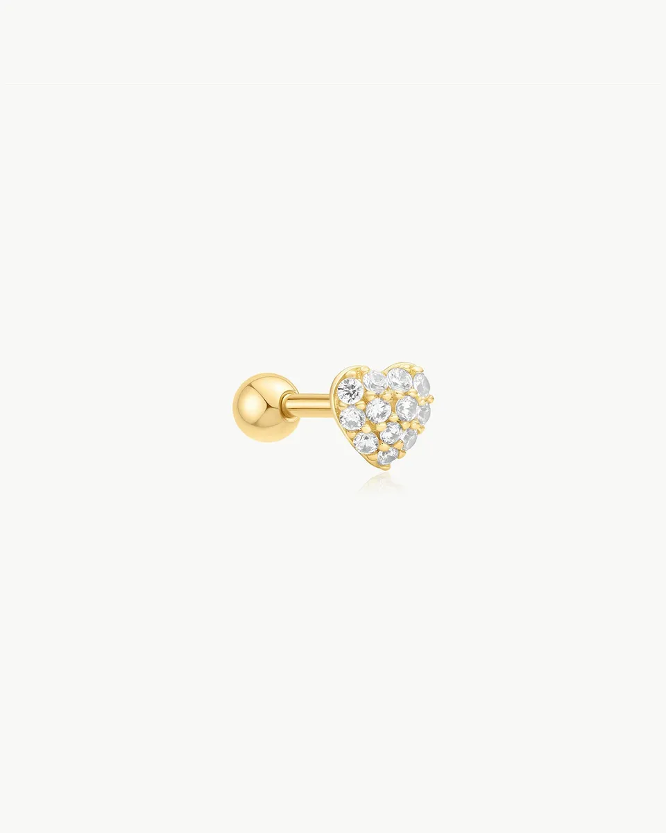 Ania Haie Ear Edit Pavé Heart Barbell korvakoru kulta single