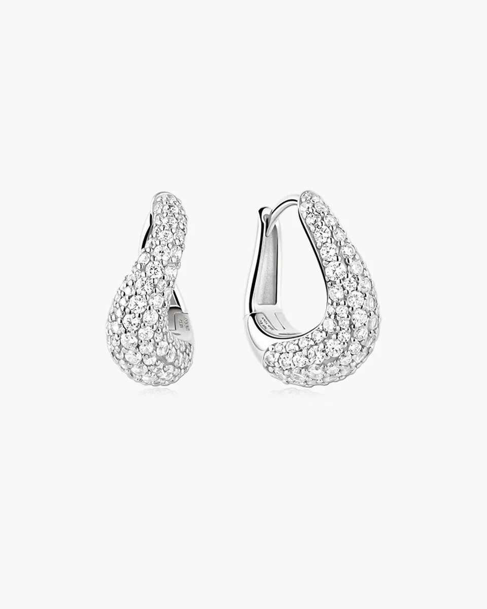 Ania Haie Pavé Wave Huggie Hoop korvakorut hopea zirkonia