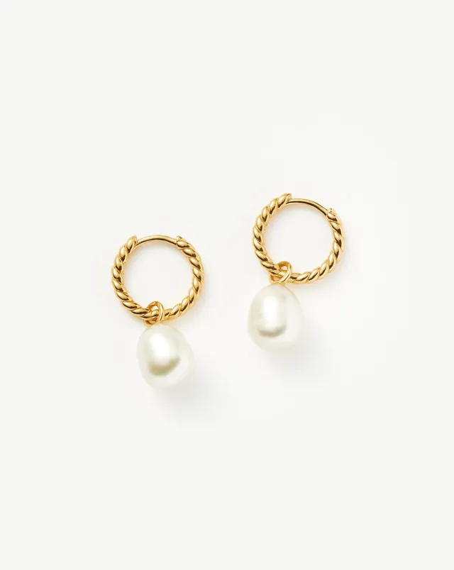 Missoma Pearl Twisted Small Drop Hoop korvakorut helmi