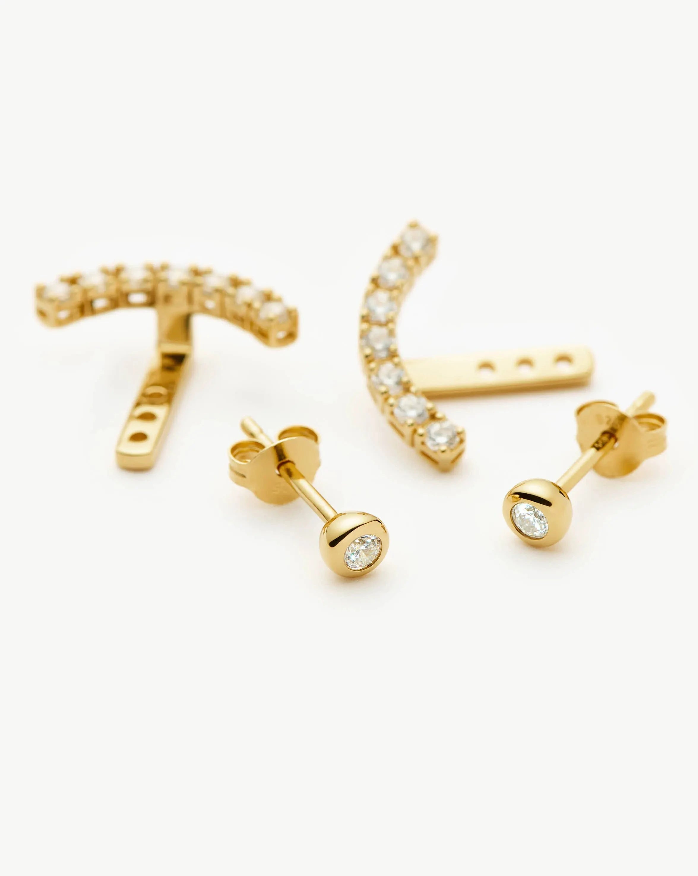 Missoma Tennis Ear Jacket Stud korvakorut kulta zirkonia