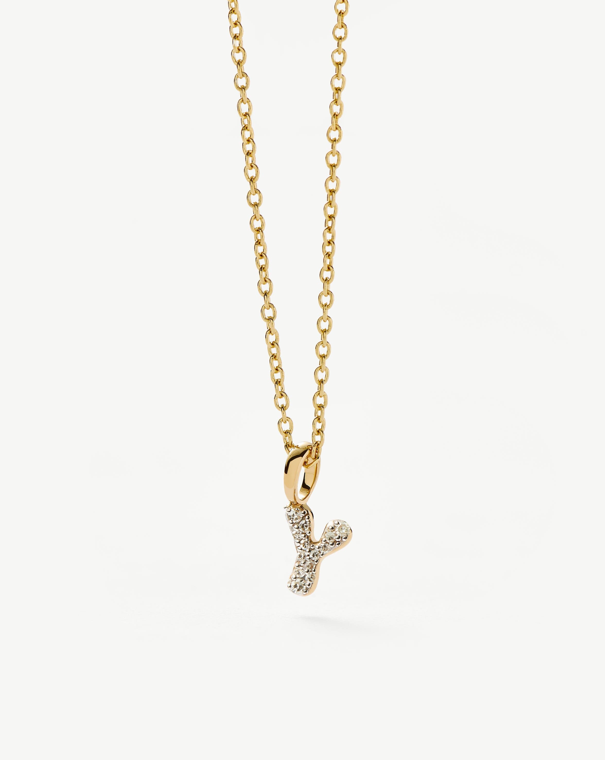 Missoma Solid Gold Diamond Initial Y kaulakoru keltakulta timantti