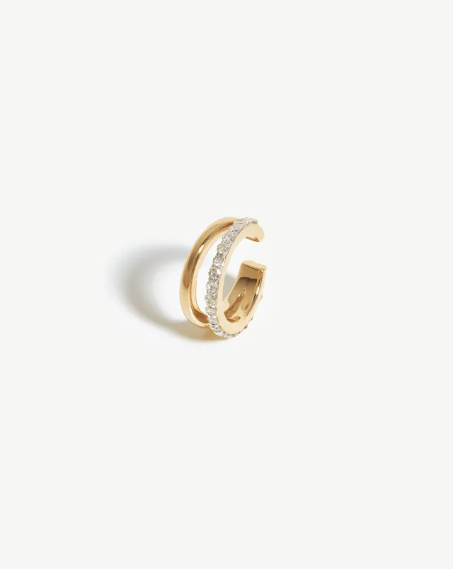 Missoma Double Ear Cuff korvakoru keltakulta timantti