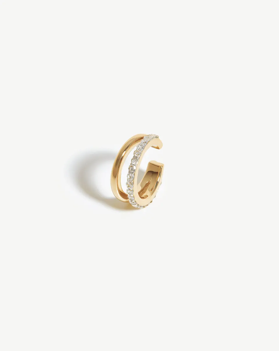Missoma Double Ear Cuff korvakoru keltakulta timantti