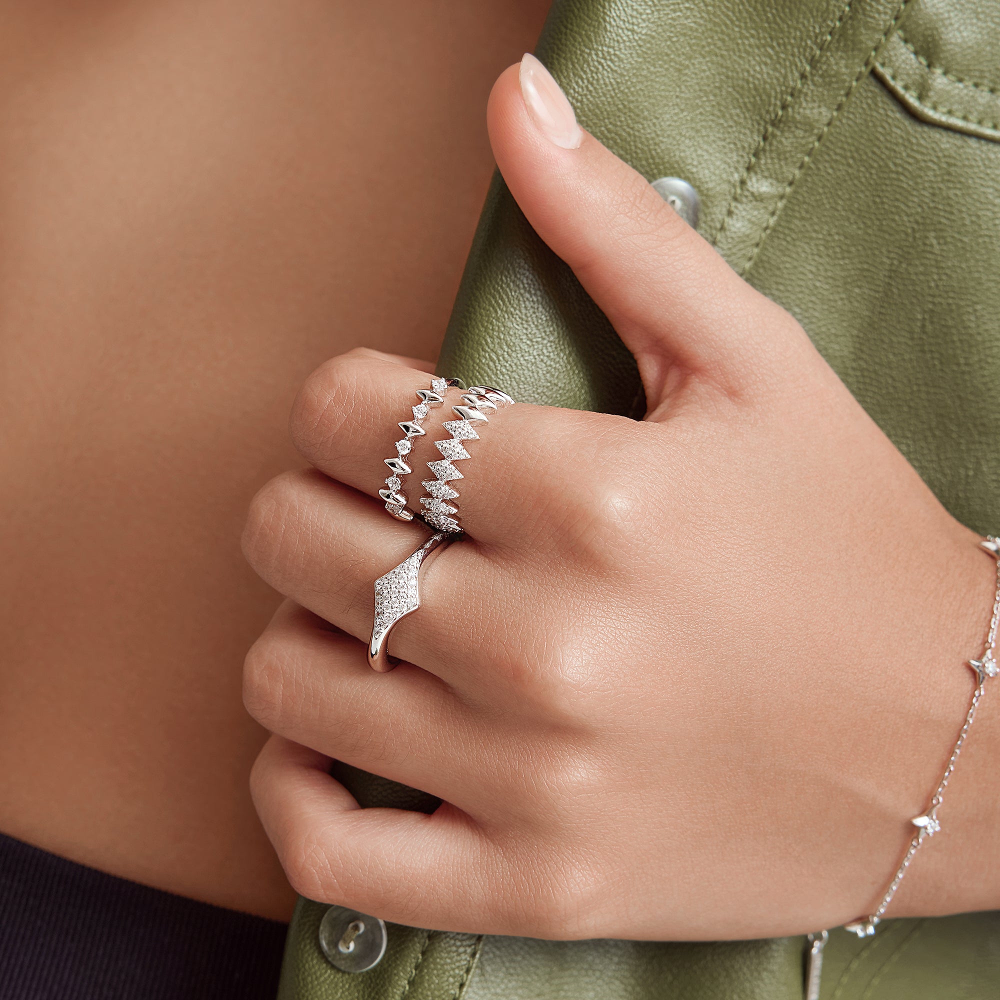 Ania Haie Dusk Divas Pavé Sparkle sormus hopea