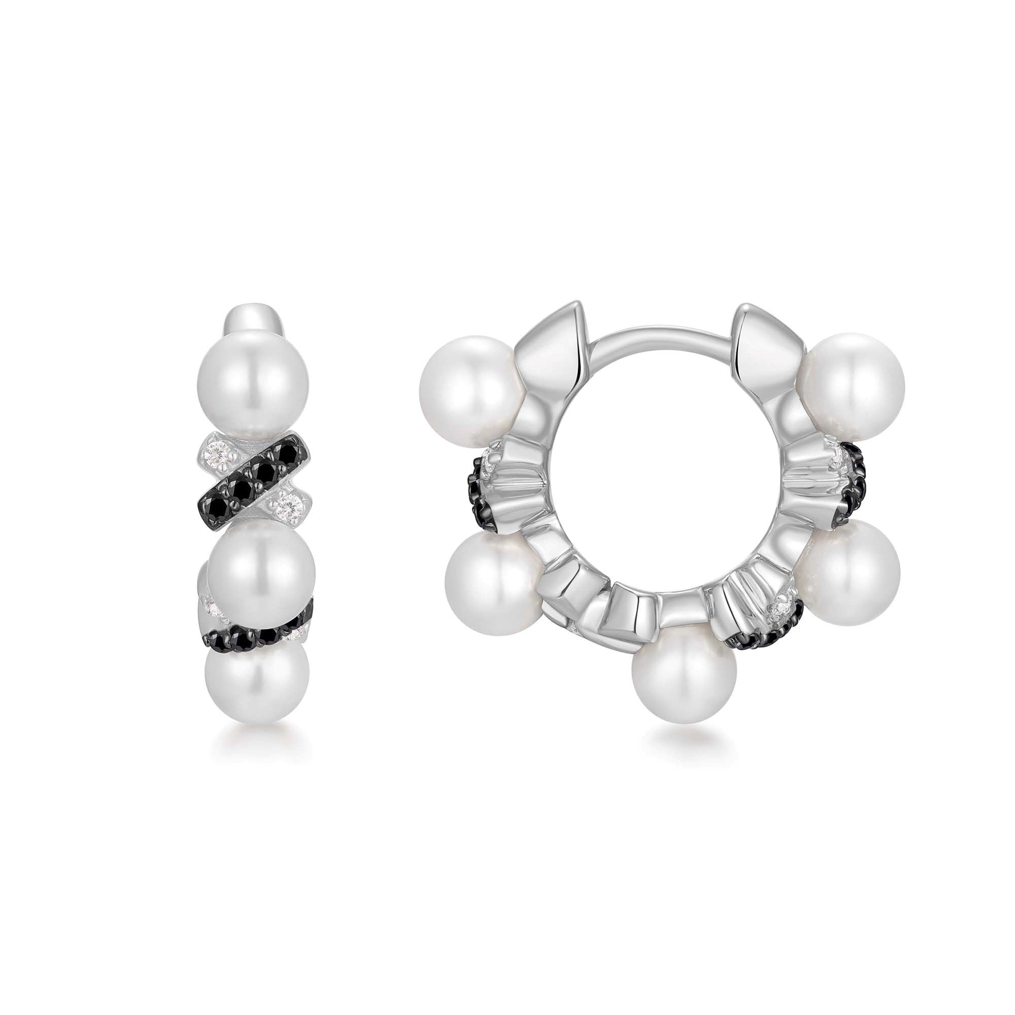 Ania Haie Reimaginer Braided Shell Pearl huggie-korvakorut kaksivärinen