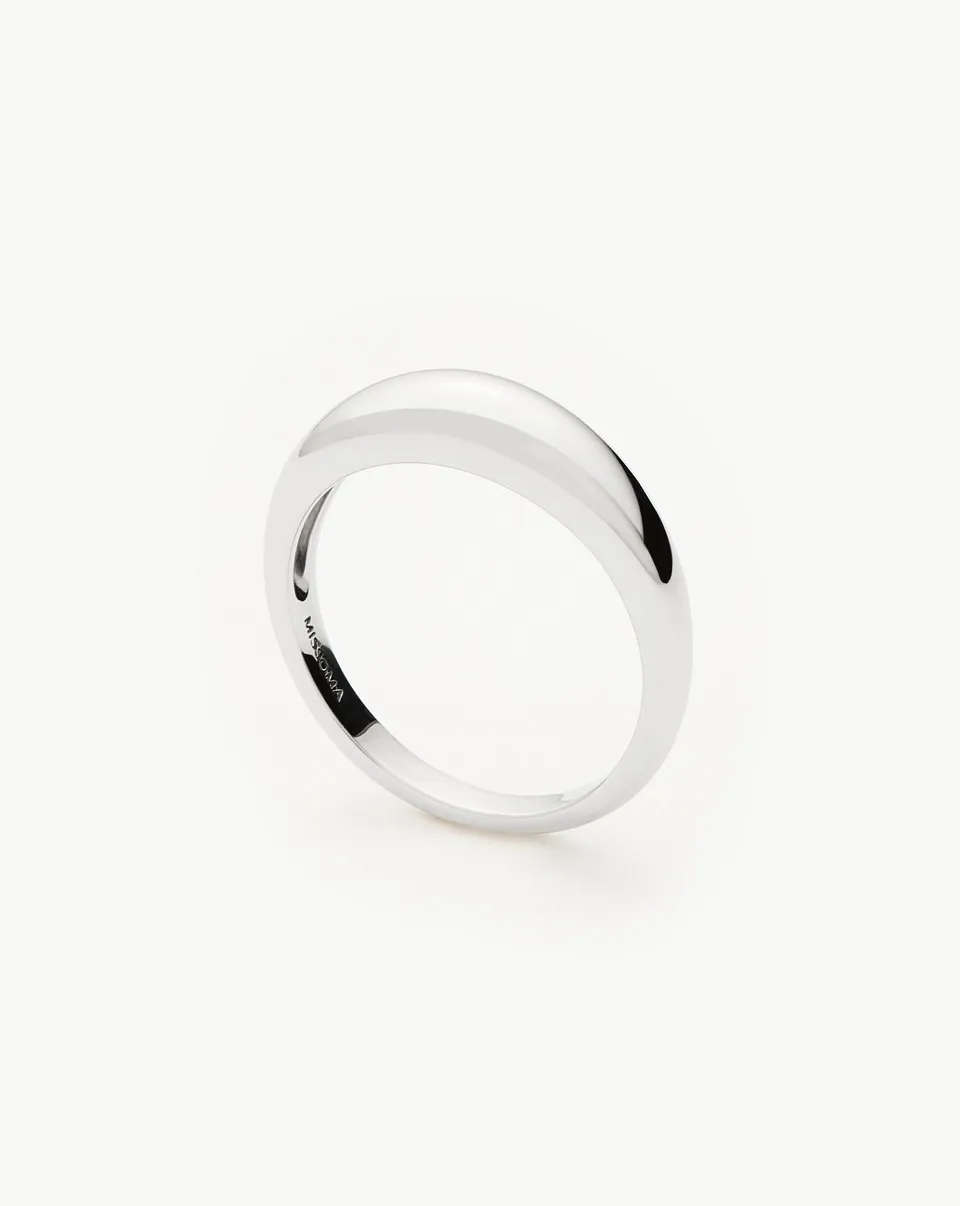 Missoma Classic Dome sormus valkokulta 9ct
