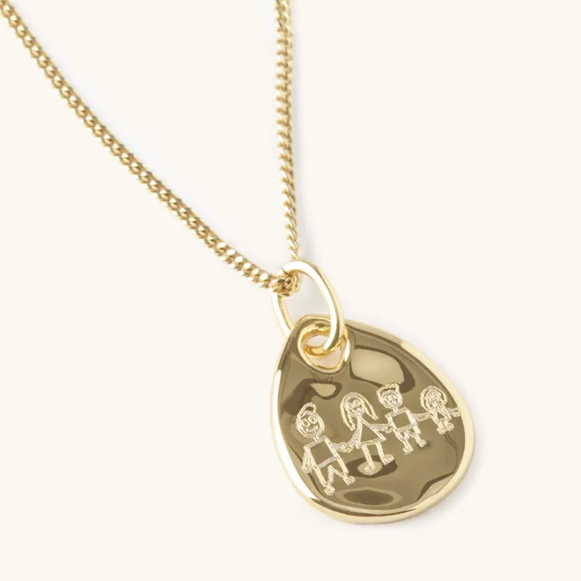Muru Jewellery Ripple Tear Drop kaulakoru kulta kaiverrettava