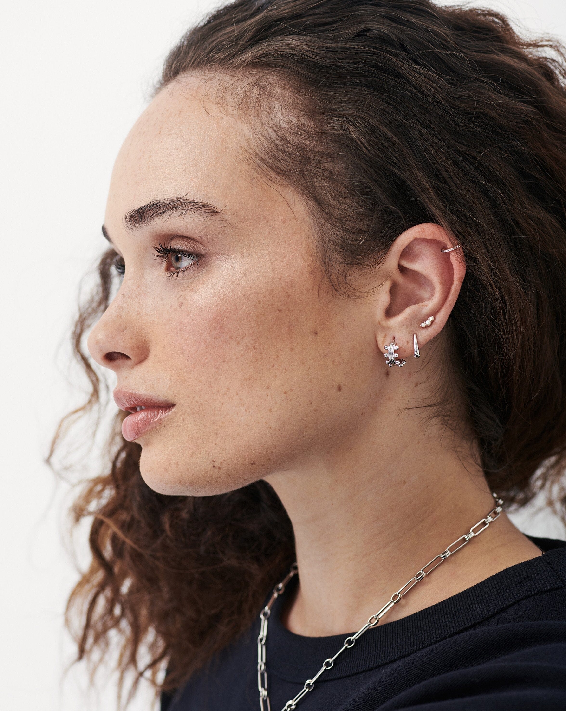 Missoma Mini Double Beaded korvakorut hopeoitu