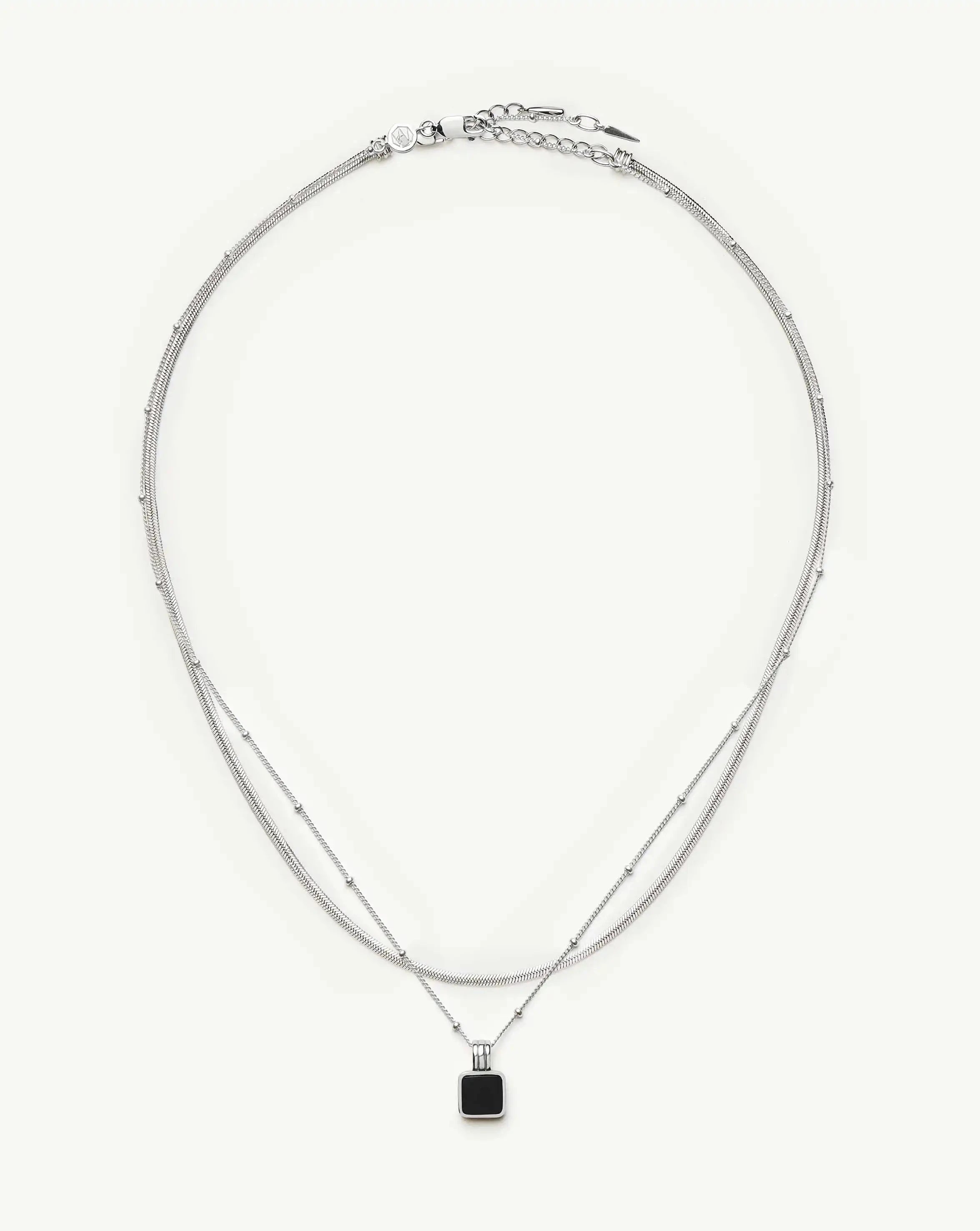 Missoma Black Onyx kaulakorusetti hopea 2 kpl