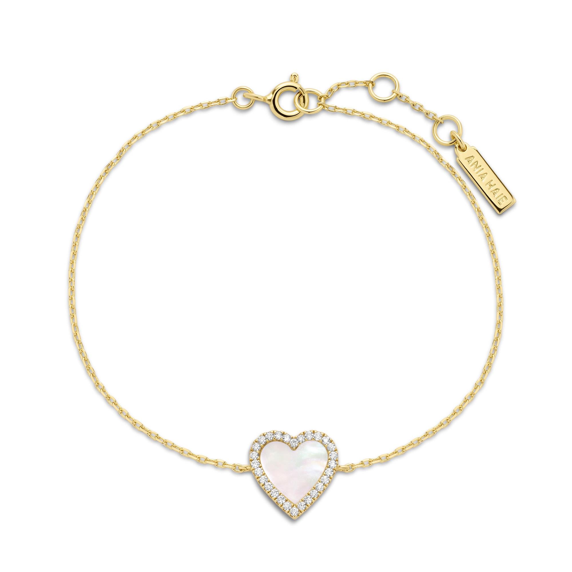 Ania Haie Glimmer Glow Halo Heart rannekoru kulta helmiäinen