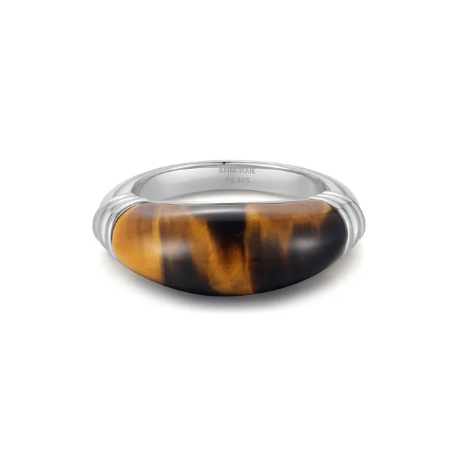 Ania Haie Lady Cozy Tiger Eye sormus hopea tiikerinsilmä