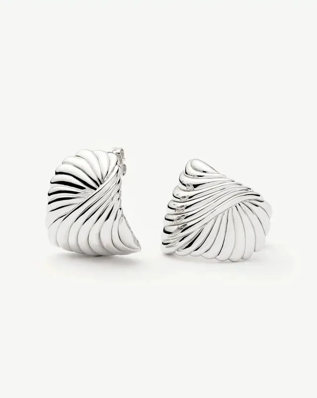 Missoma Ripple Oversized nappikorvakorut hopea