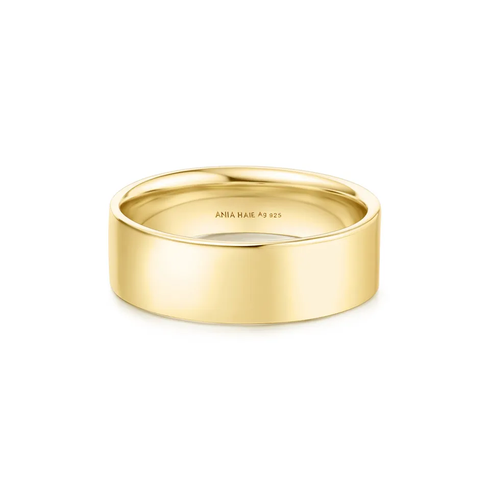 Ania Haie Sunny Sparkler Smooth Band 6mm sormus kulta