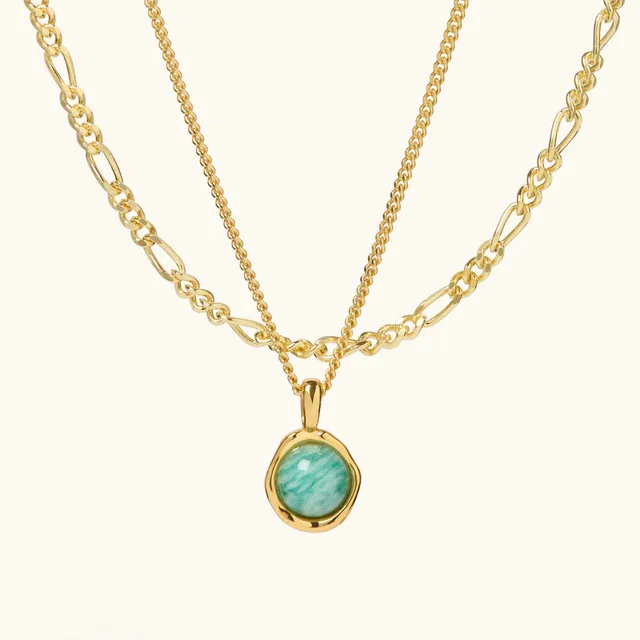 Muru Jewellery Tiny Amazonite kerroskaulakorut kulta 2 kpl tasapaino