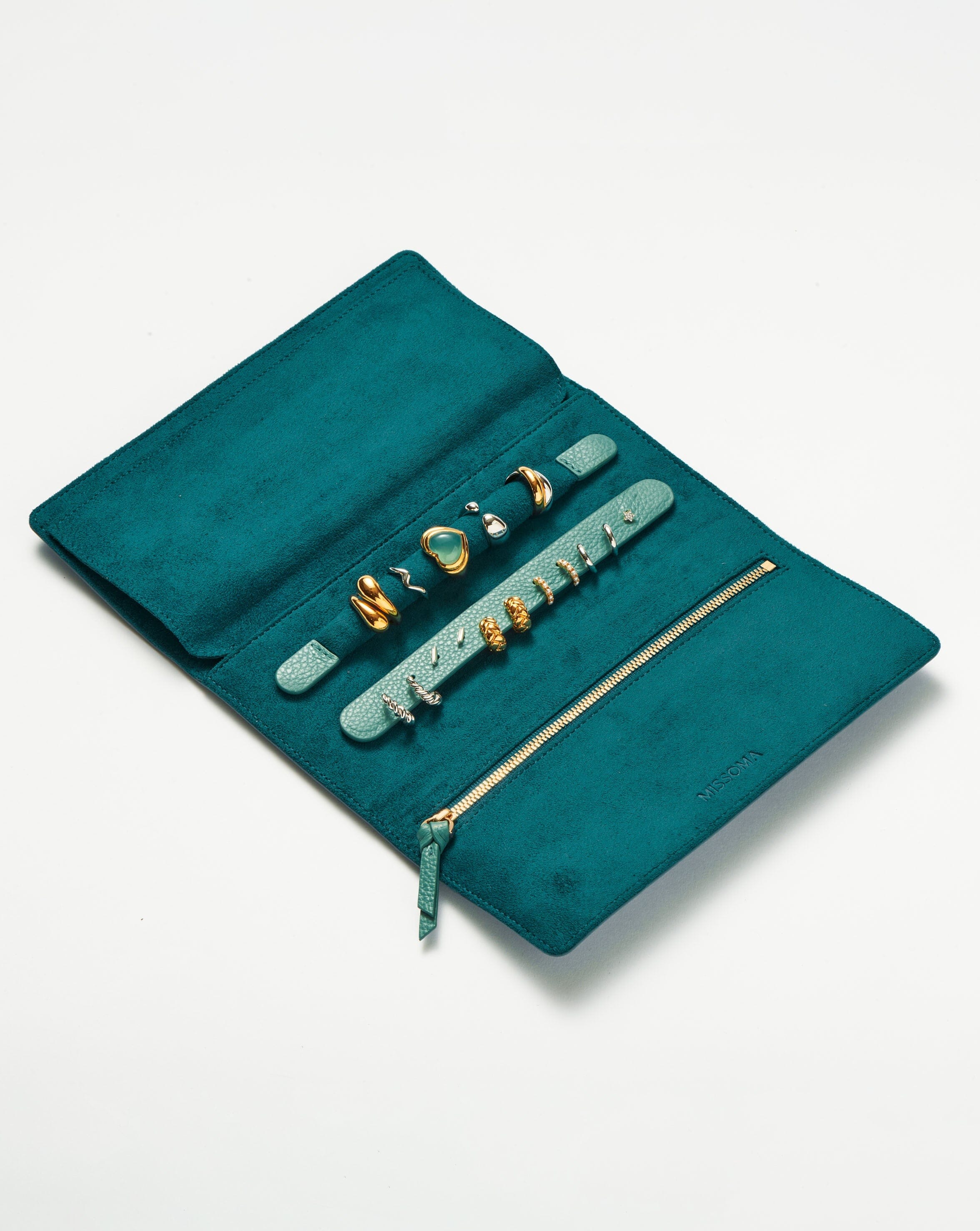 Missoma Leather Jewellery Roll korurulla sininen nahka