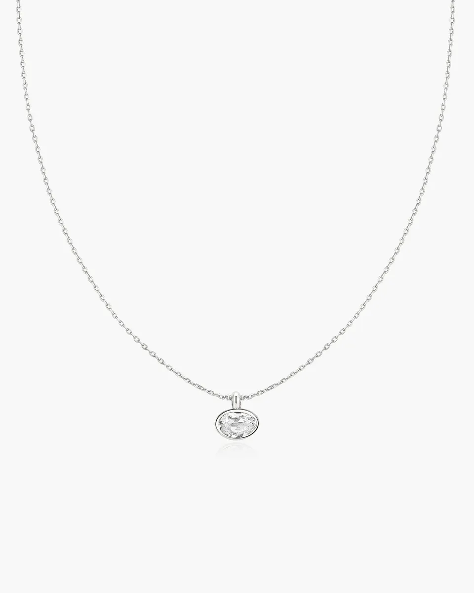 Ania Haie Silver Bezel Organic Pebble kaulakoru hopea zirkonia