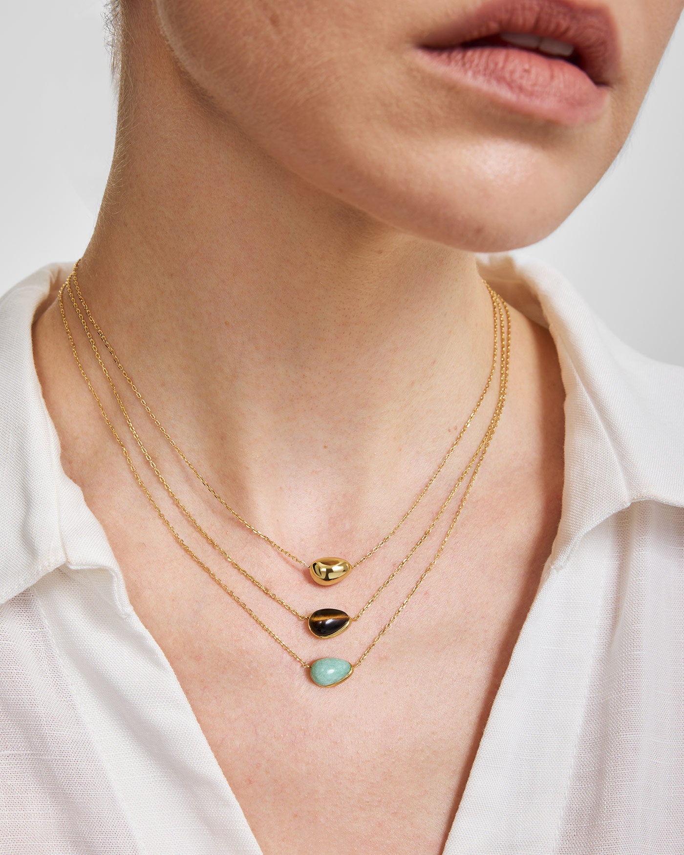 Ania Haie Gold Bezel Tiger's Eye Pebble kaulakoru tiikerinsilmä