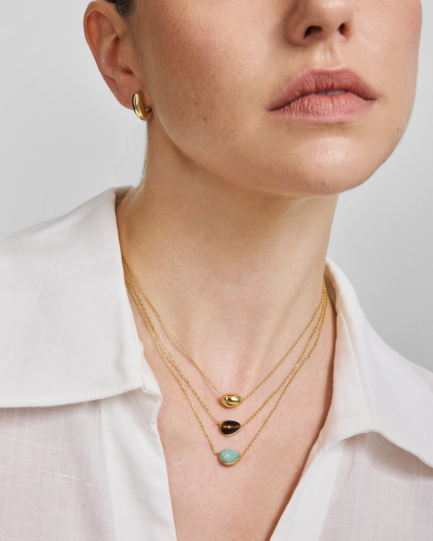 Ania Haie Gold Bezel Tiger's Eye Pebble kaulakoru tiikerinsilmä