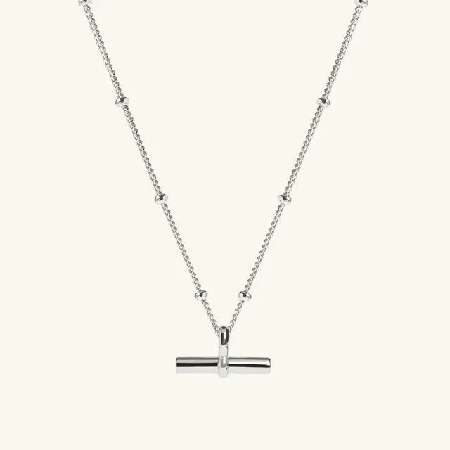 Muru T-Bar kaulakoru hopea helmiketju 45 cm