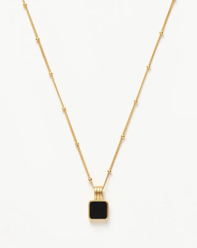 Missoma Lucy Williams Square Onyx kaulakoru kullattu