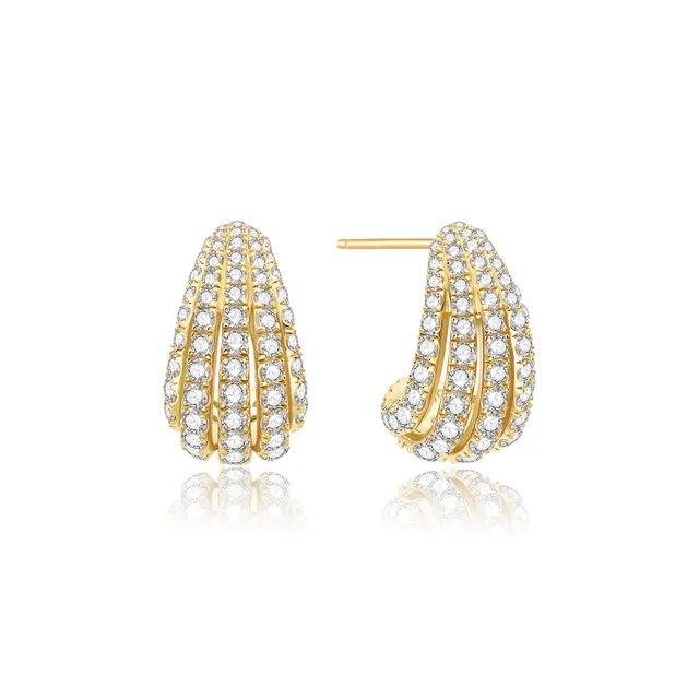 Ania Haie Tide Echo Gold Pavé Shrimp Stud Hoop korvakorut kulta zirkonia