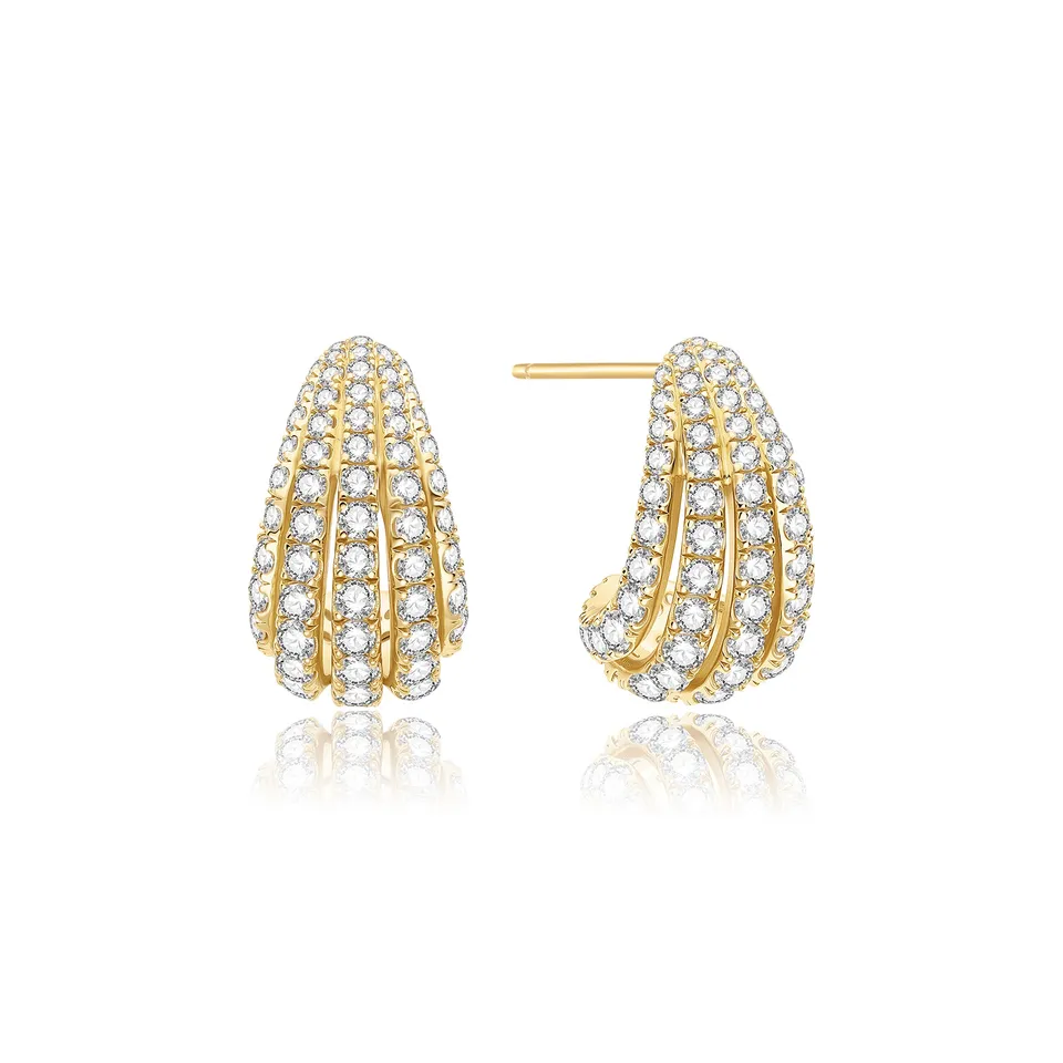 Ania Haie Tide Echo Gold Pavé Shrimp Stud Hoop korvakorut kulta zirkonia