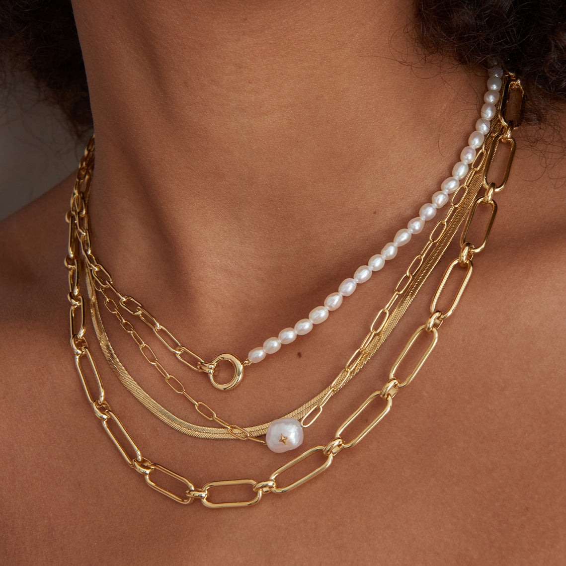 Ania Haie Pearl Sparkle Chain kaulakoru kulta helmi