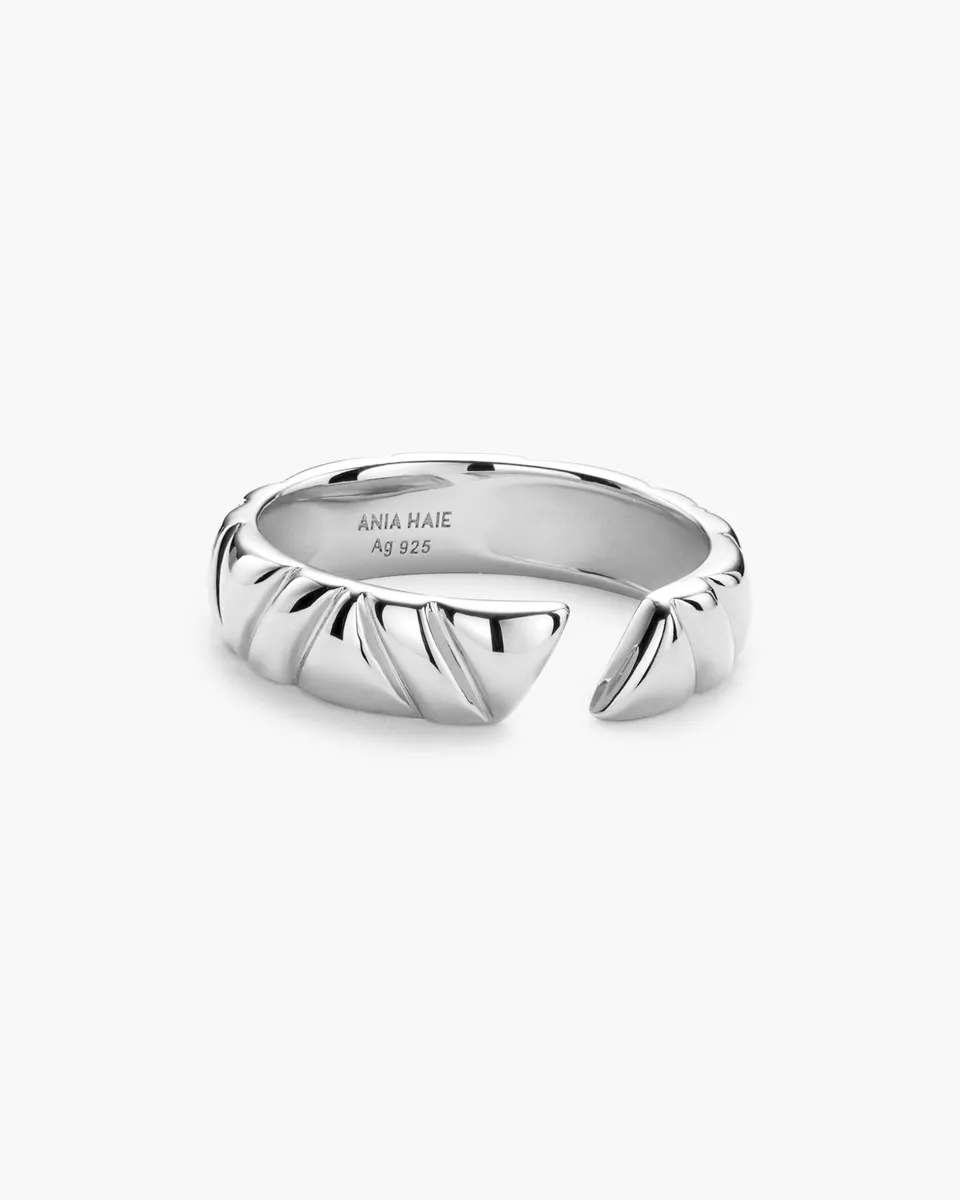Ania Haie Heart Hunter Twill sormus hopea säädettävä