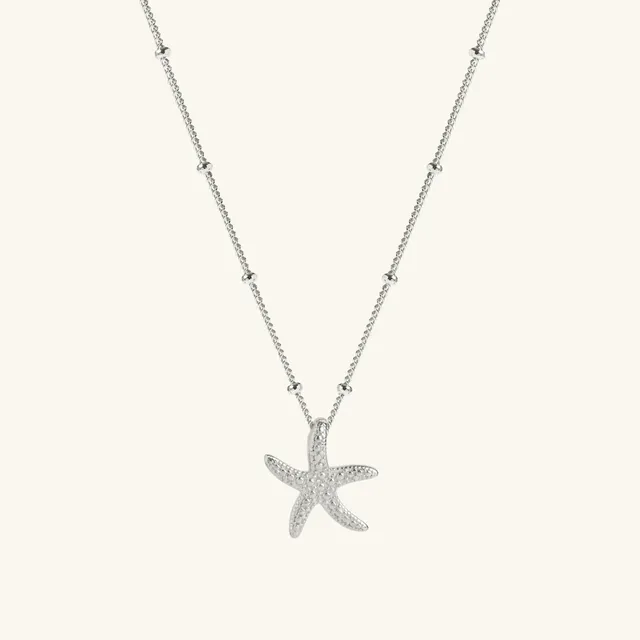 Muru Starfish kaulakoru hopea meritähti 45 cm