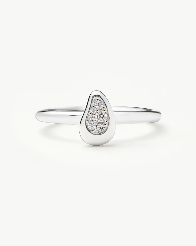 Missoma Molten Teardrop Pavé sormus hopea zirkonia