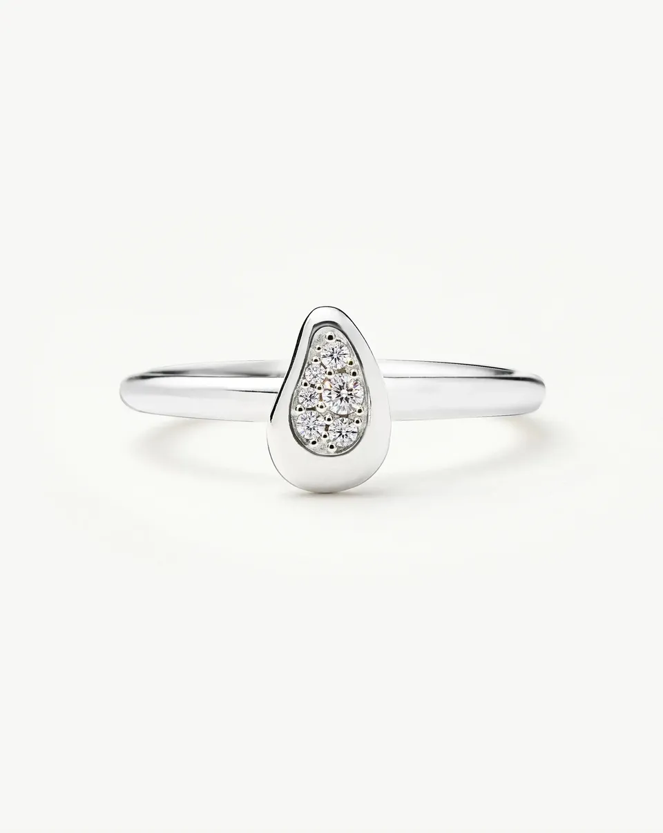 Missoma Molten Teardrop Pavé sormus hopea zirkonia