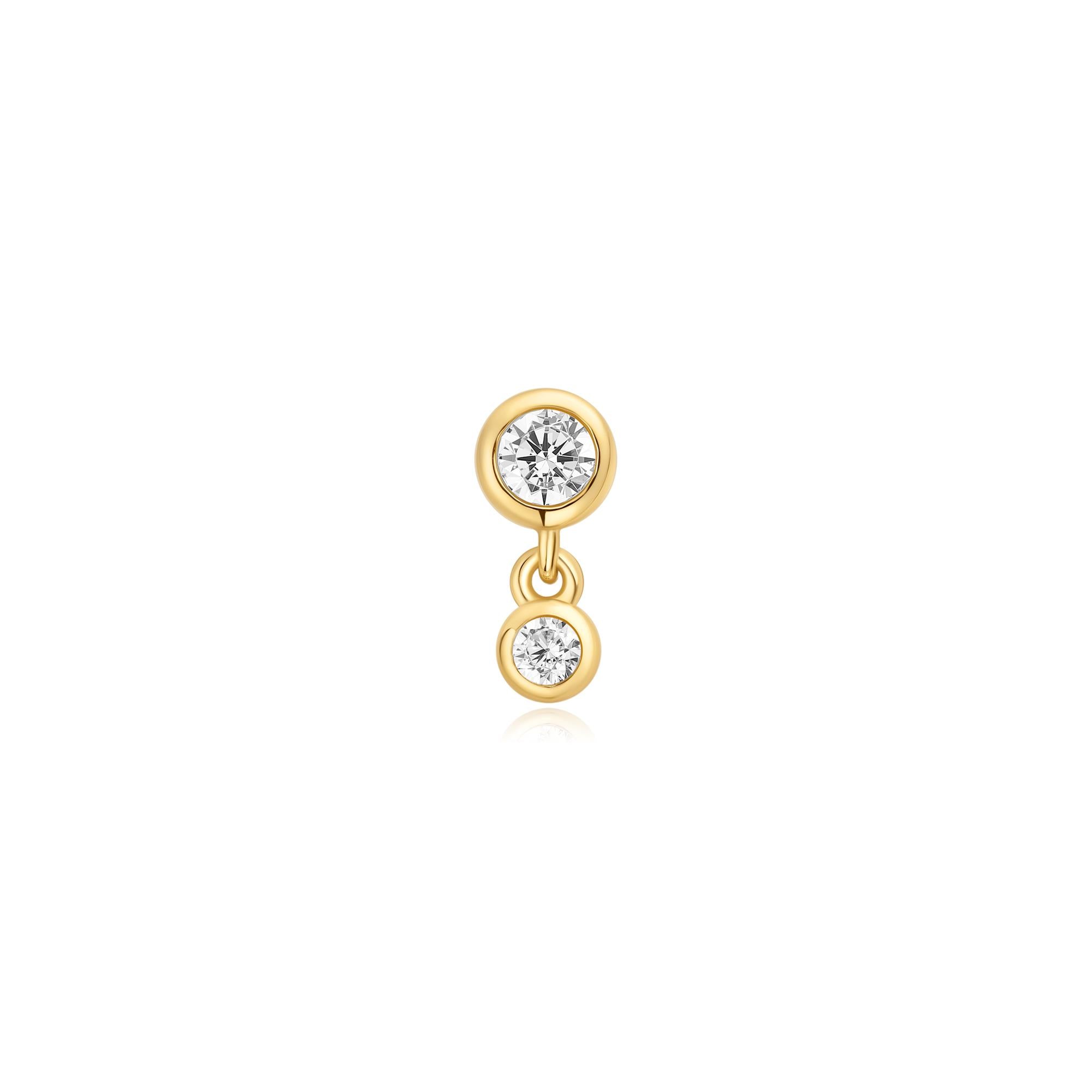 Ania Haie Ear Edit Bezel Dangle Barbell korvakoru kulta single zirkonia