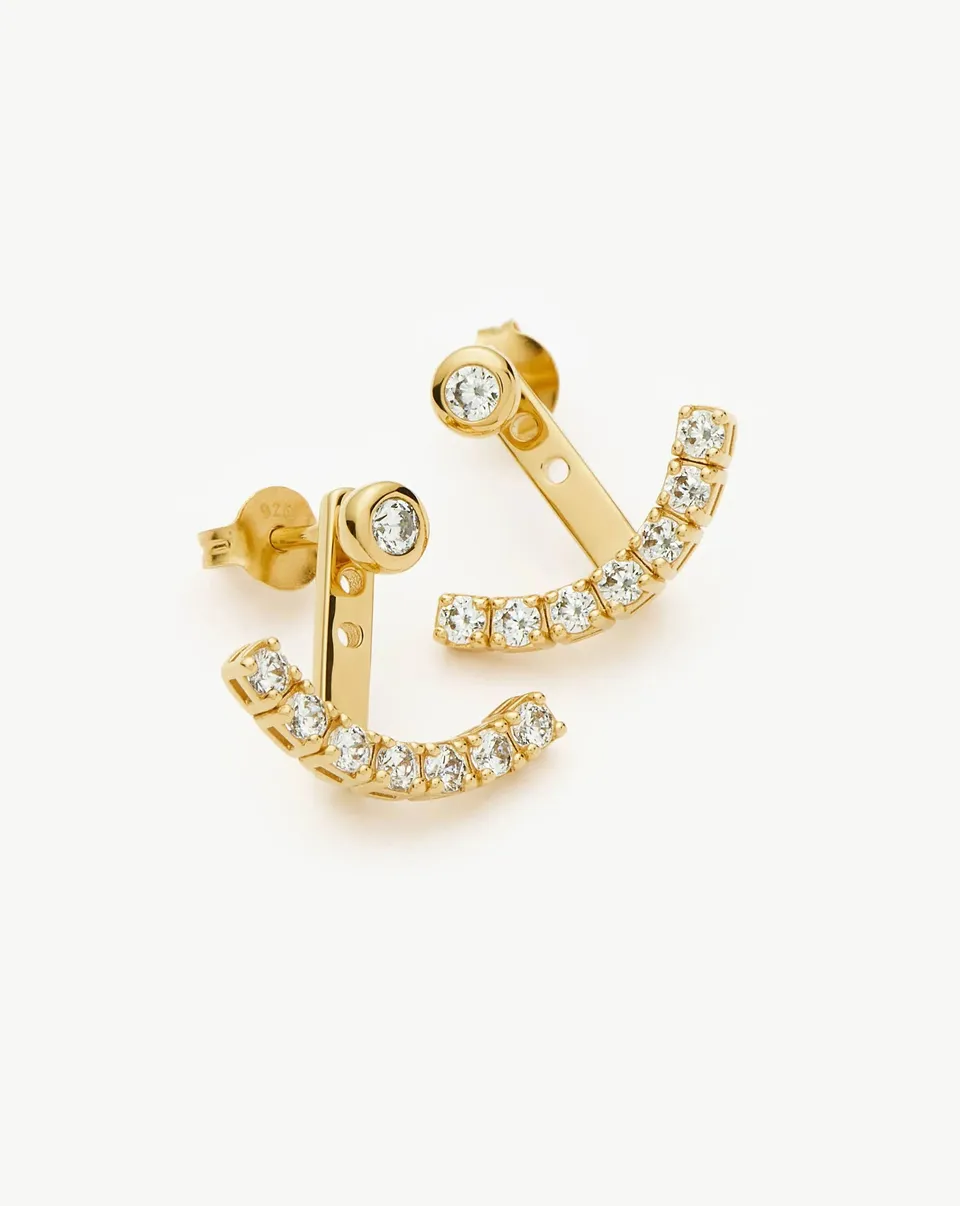 Missoma Tennis Ear Jacket Stud korvakorut kulta zirkonia
