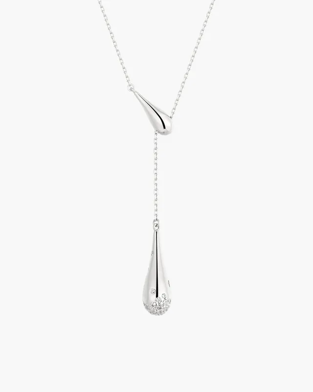 Ania Haie Fluid Light Teardrop kaulakoru hopea