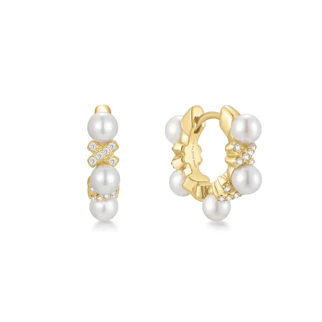 Ania Haie Braided Pearl Huggie korvakorut kulta helmi
