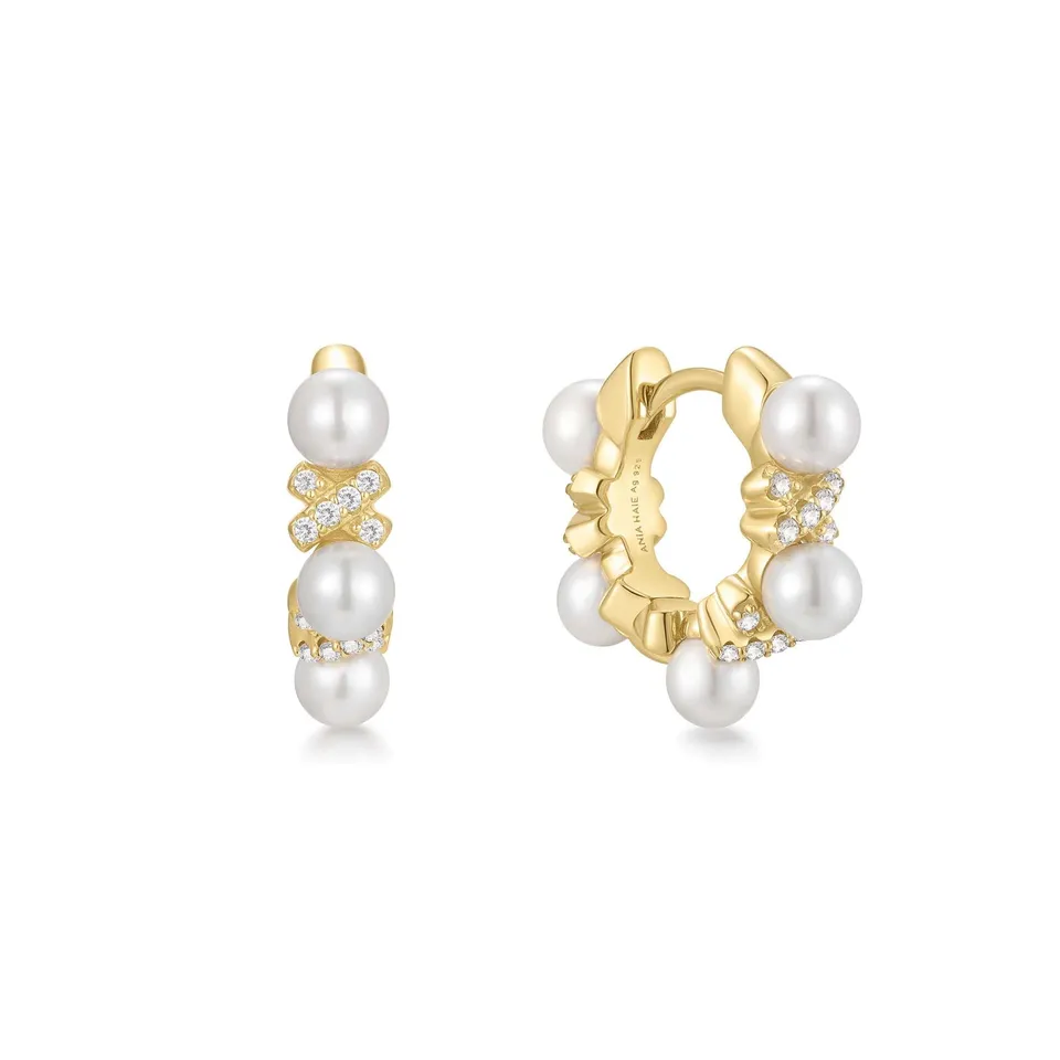 Ania Haie Braided Pearl Huggie korvakorut kulta helmi