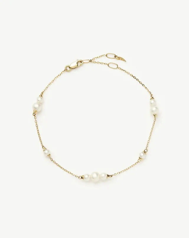 Missoma Pearl Chain rannekoru kulta helmi S/M