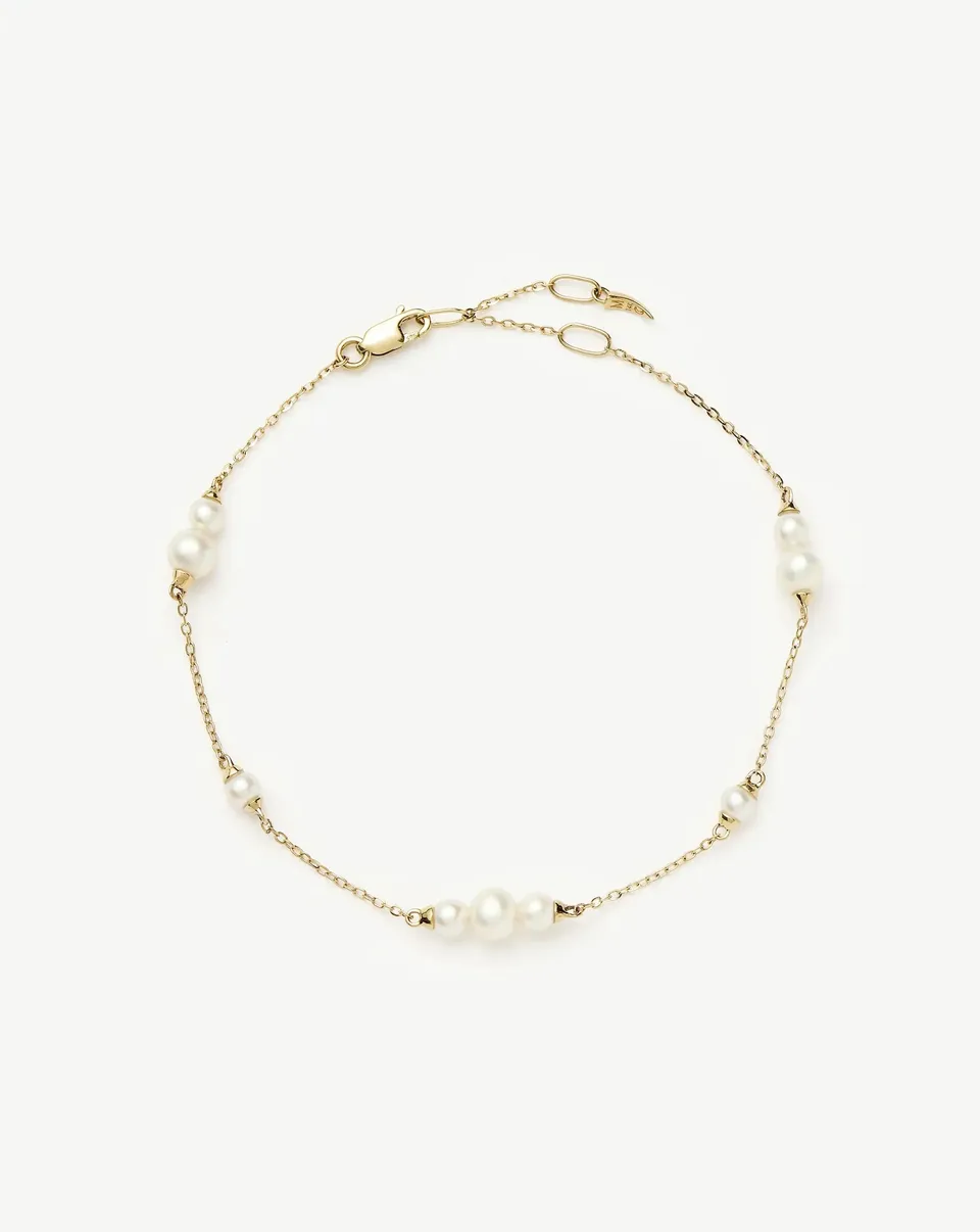 Missoma Pearl Chain rannekoru kulta helmi S/M
