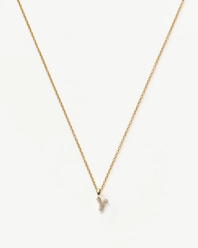 Missoma Solid Gold Diamond Initial Y kaulakoru keltakulta timantti