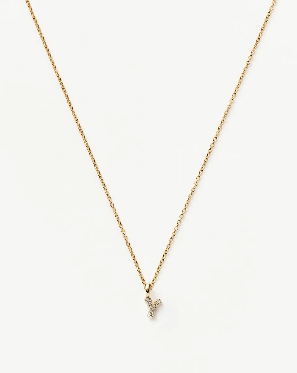 Missoma Solid Gold Diamond Initial Y kaulakoru keltakulta timantti