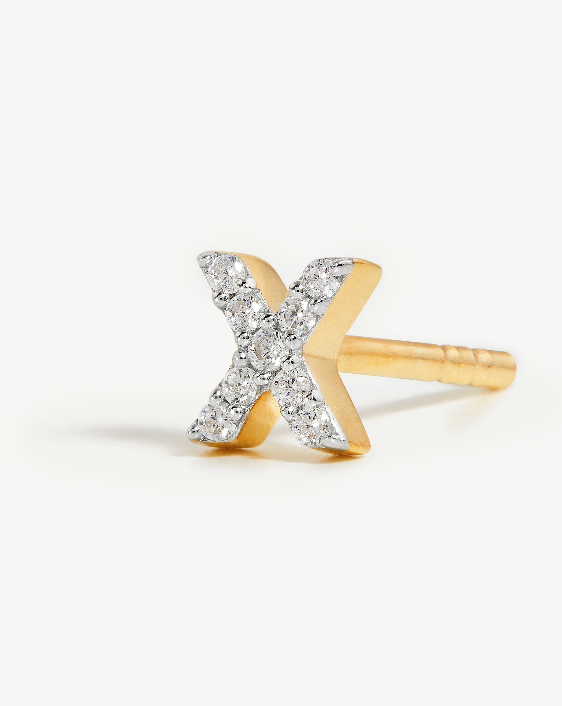 Missoma Pave Initial X korvakoru kultavermeil zirkonia