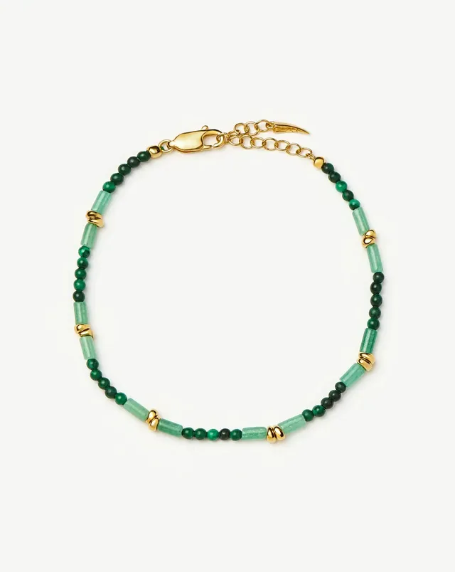 Missoma Beaded Gemstone rannekoru kulta vihreä 2mm