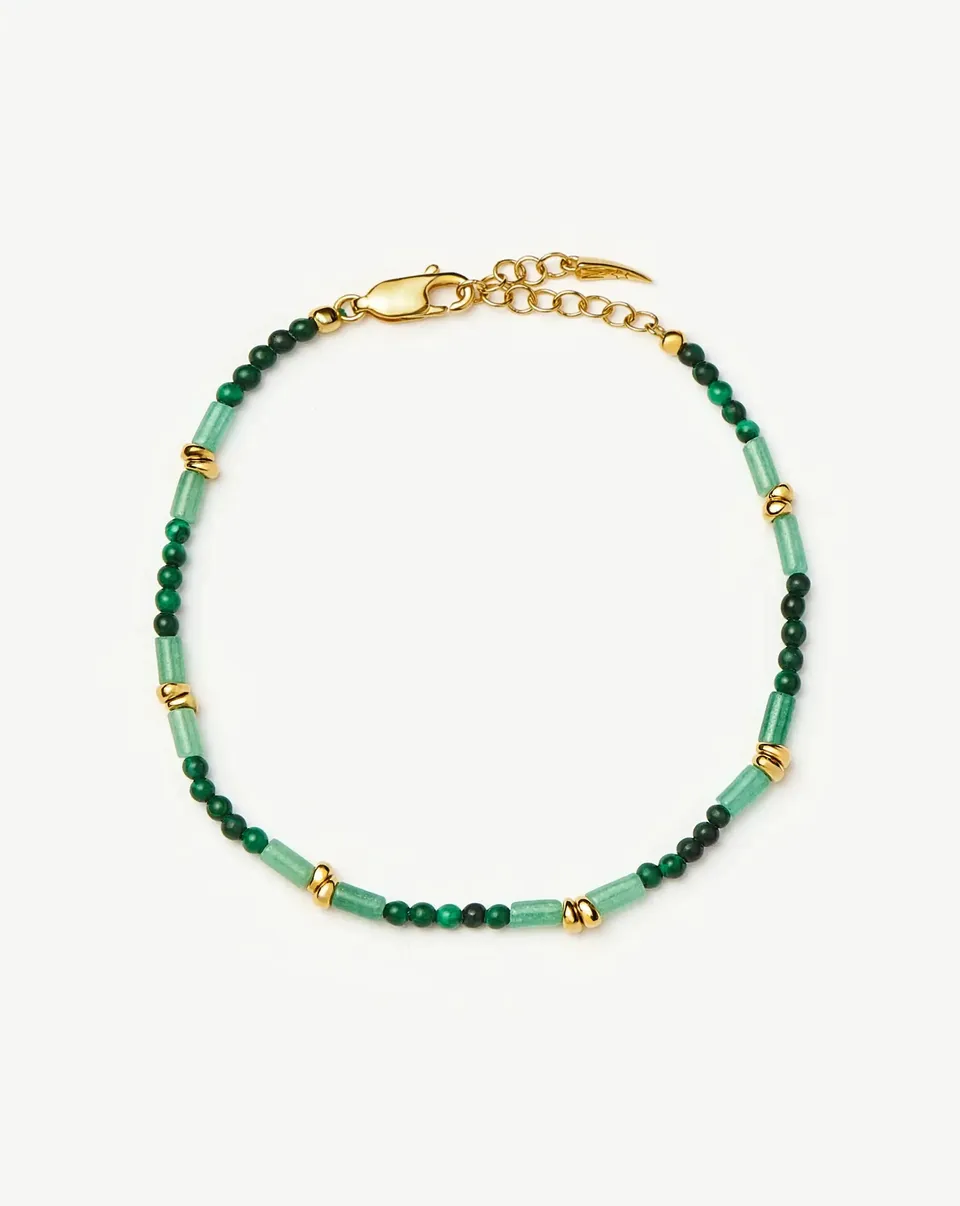 Missoma Beaded Gemstone rannekoru kulta vihreä 2mm