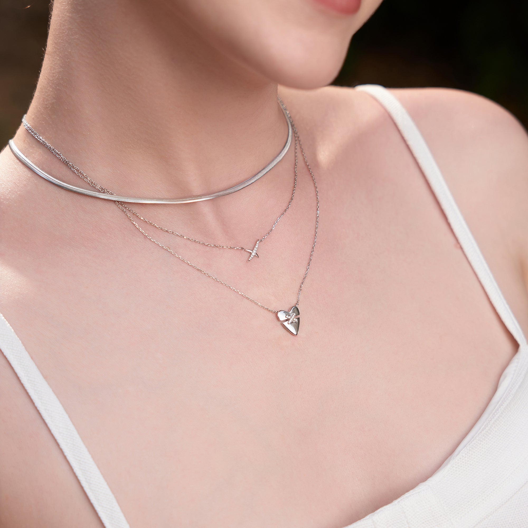Ania Haie Heart Hunter Flat Snake Chain kaulakoru hopea