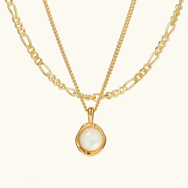 Muru Tiny Pearl kerroskaulakoru helmi kulta setti