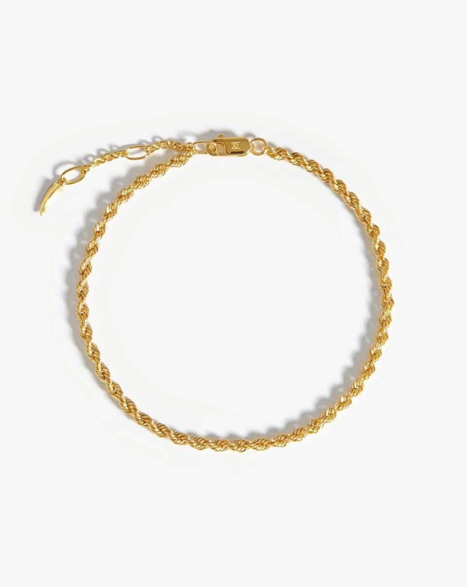 Missoma Solid Gold Classic Rope Chain rannekoru 14K 18,5cm