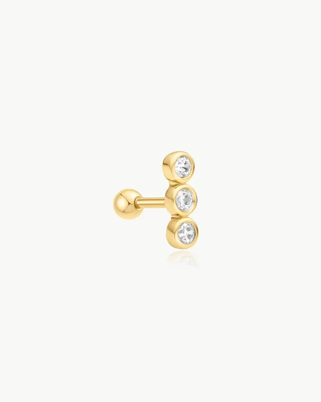 Ania Haie Ear Edit Triple Stone Bezel Barbell korvakoru kulta zirkonia