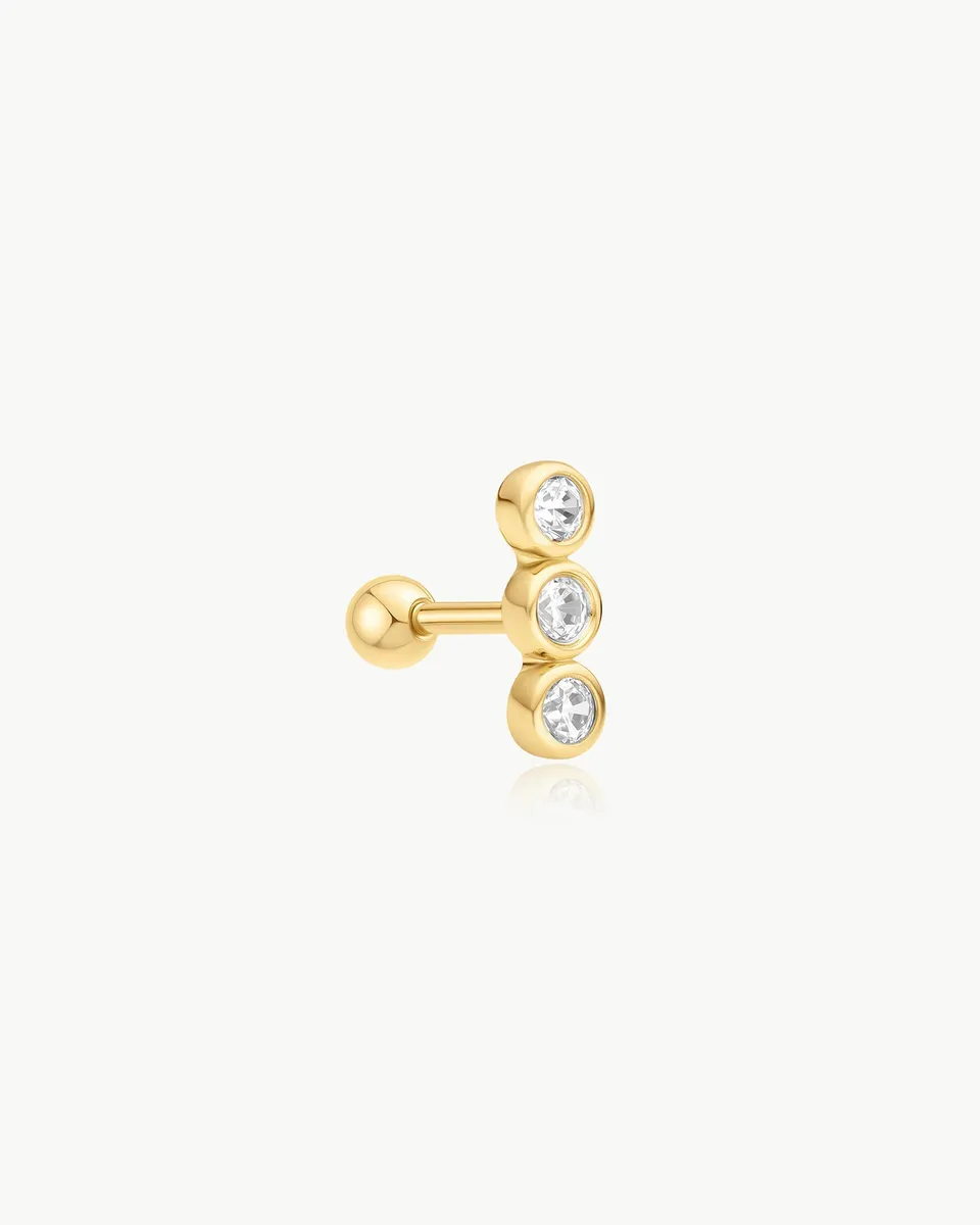 Ania Haie Ear Edit Triple Stone Bezel Barbell korvakoru kulta zirkonia